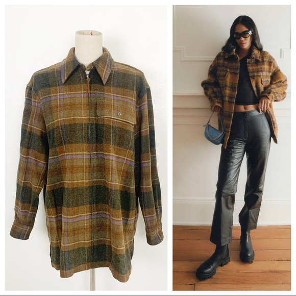 Vintage Tops - SOLD Vintage L.L Bean Wool Plaid Zip Shirt Jacket